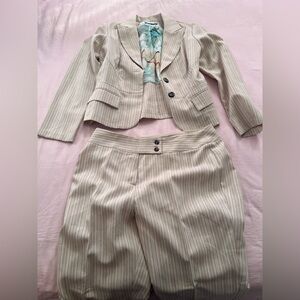 Alyn Paige Beige Striped Pantsuit Set